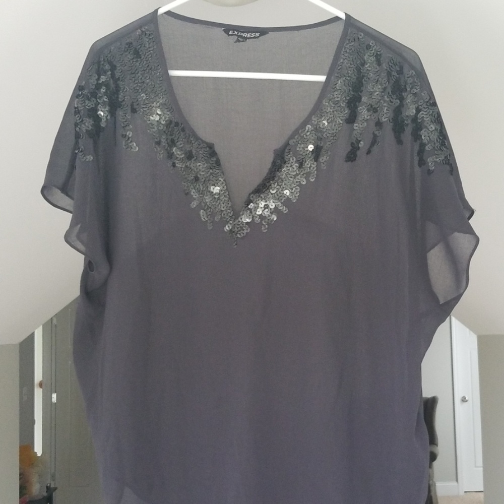 Express sheer top with sequins